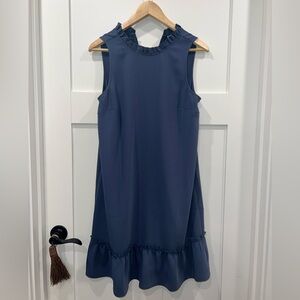 Loft Ruffle Mini Sleeveless Dress Blue/Gray Size 6‎
